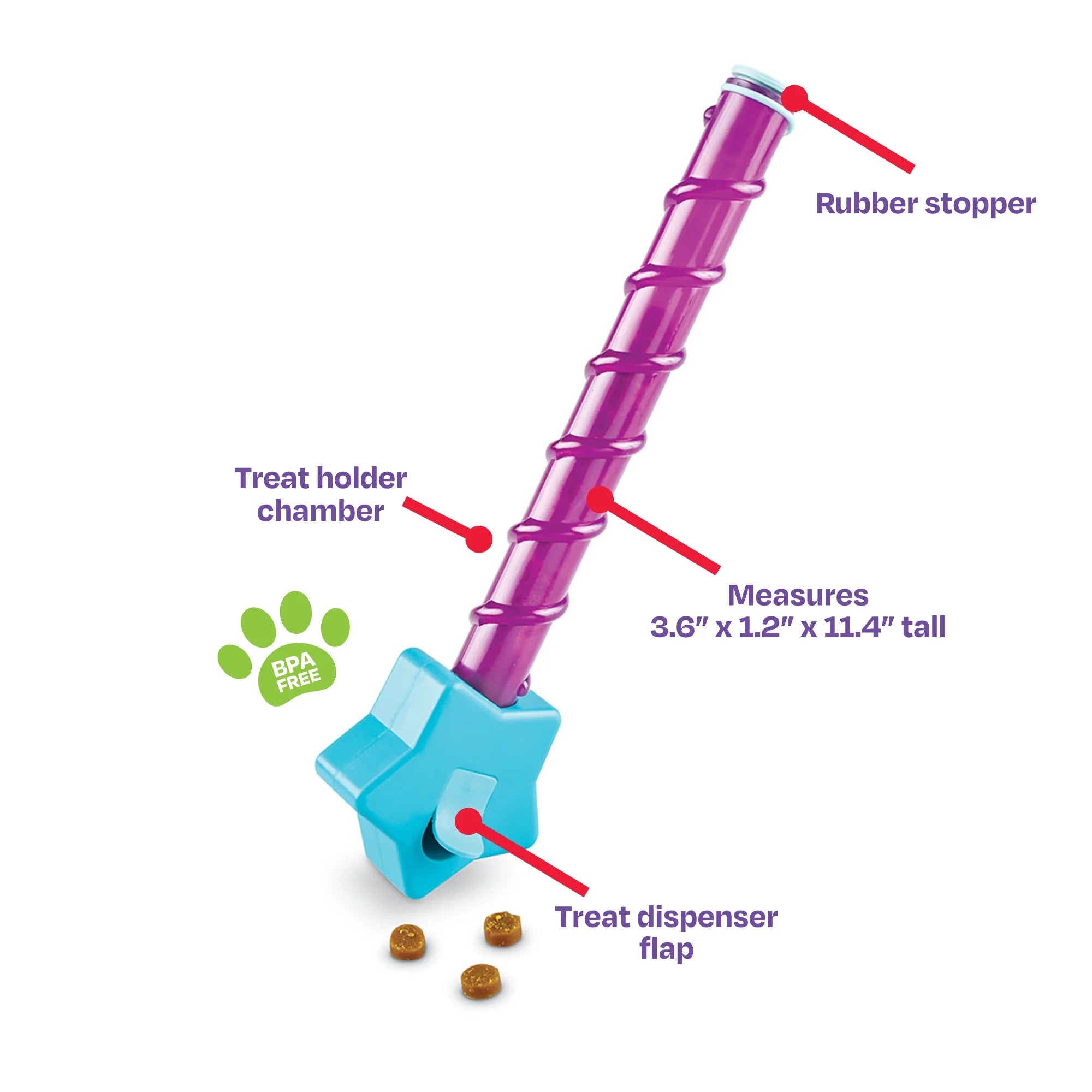 Magic Wand Treat Dispenser: Star - Playful Dog Toy and Puppy Toy, Multi-Color